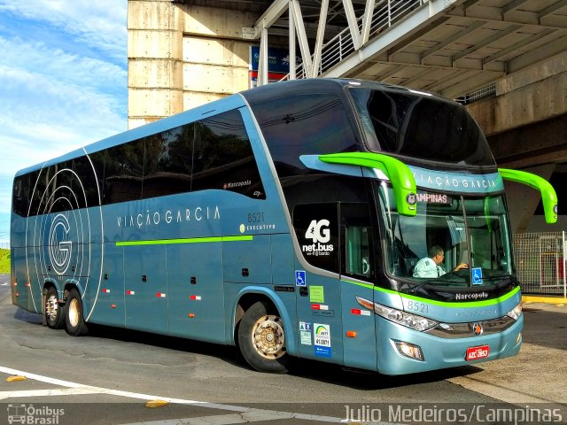 Viação Garcia 8521 na cidade de Campinas, São Paulo, Brasil, por Julio Medeiros. ID da foto: 5896729.