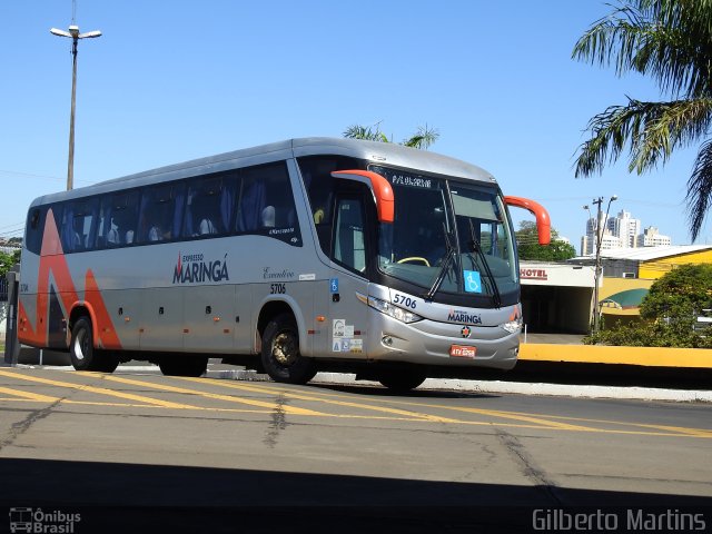 Expresso Maringá 5706 na cidade de Londrina, Paraná, Brasil, por Gilberto Martins. ID da foto: 5903958.