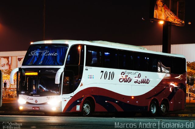 Expresso São Luiz 7010 na cidade de Goiânia, Goiás, Brasil, por Marcos André. ID da foto: 5904289.