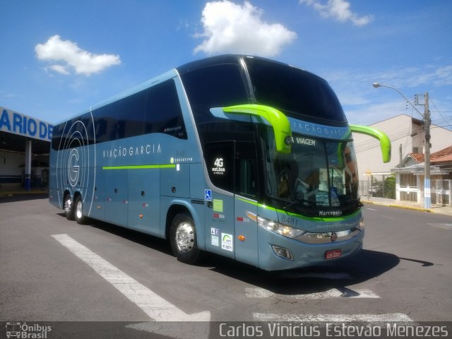 Viação Garcia 8481 na cidade de Osvaldo Cruz, São Paulo, Brasil, por Carlos Vinicius Estevão Menezes. ID da foto: 5853425.