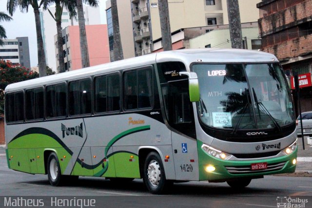 Turin Transportes 1420 na cidade de Conselheiro Lafaiete, Minas Gerais, Brasil, por Matheus Henrique. ID da foto: 5860330.