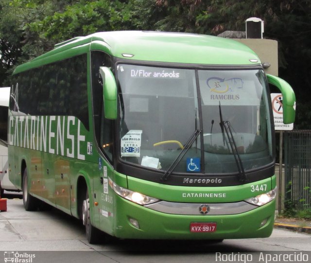 Auto Viação Catarinense 3447 na cidade de São Paulo, São Paulo, Brasil, por Rodrigo  Aparecido. ID da foto: 5860803.