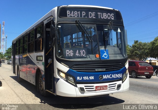 Rápido Macaense RJ 150.106 na cidade de Rio das Ostras, Rio de Janeiro, Brasil, por Lucas Oliveira. ID da foto: 5865103.