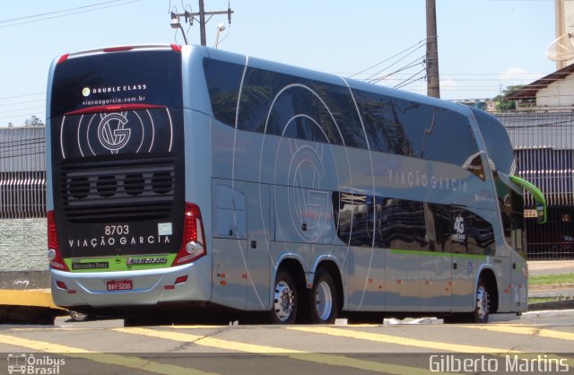 Viação Garcia 8703 na cidade de Londrina, Paraná, Brasil, por Gilberto Martins. ID da foto: 5912925.