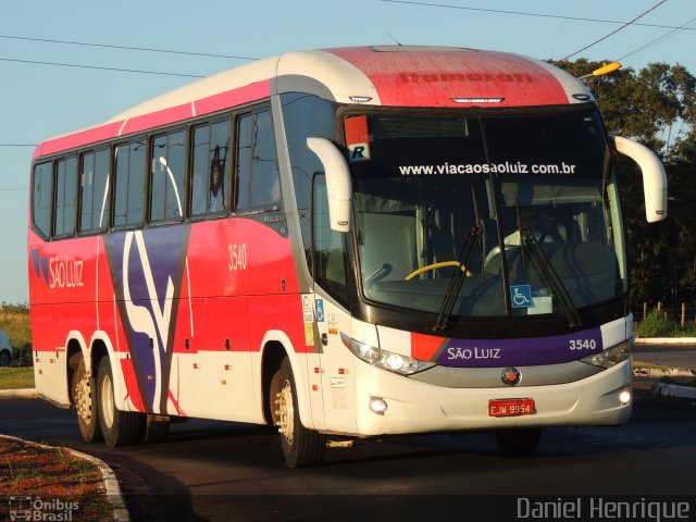 Viação São Luiz 3540 na cidade de Rio Verde, Goiás, Brasil, por Daniel Henrique. ID da foto: 5943358.