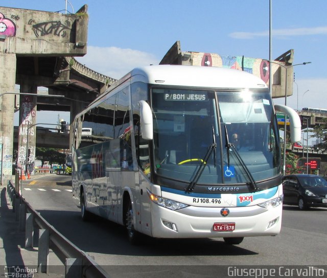 Auto Viação 1001 RJ 108.496 na cidade de Rio de Janeiro, Rio de Janeiro, Brasil, por Giuseppe Carvalho. Número da foto: #5954831.