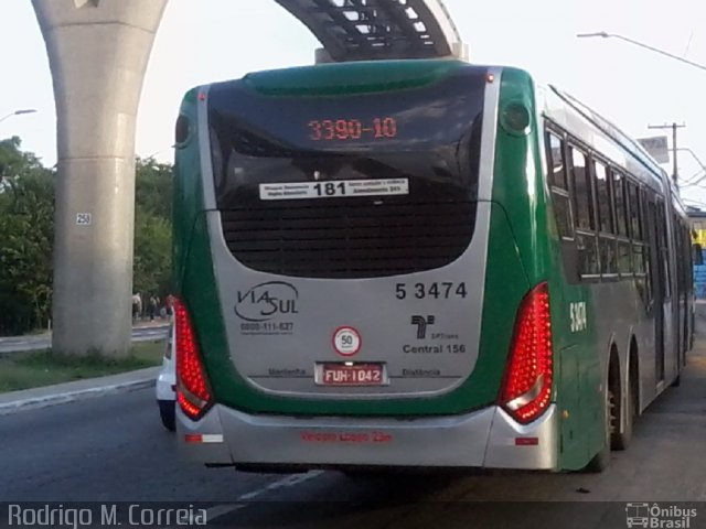 Via Sul Transportes Urbanos 5 3474 na cidade de São Paulo, São Paulo, Brasil, por Jonathan  Aguiar Correa. Número da foto: #5960621.