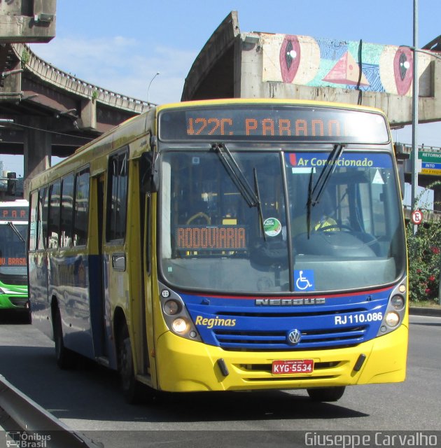 Auto Viação Reginas RJ 110.086 na cidade de Rio de Janeiro, Rio de Janeiro, Brasil, por Giuseppe Carvalho. ID da foto: 5962413.