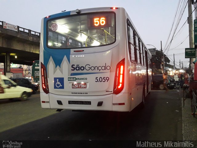 Viação Galo Branco 5.059 na cidade de São Gonçalo, Rio de Janeiro, Brasil, por Matheus Mikaimitis . ID da foto: 5928280.