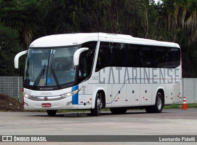 Auto Viação Catarinense 3420 na cidade de Curitiba, Paraná, Brasil, por Leonardo Fidelli. ID da foto: 5997443.