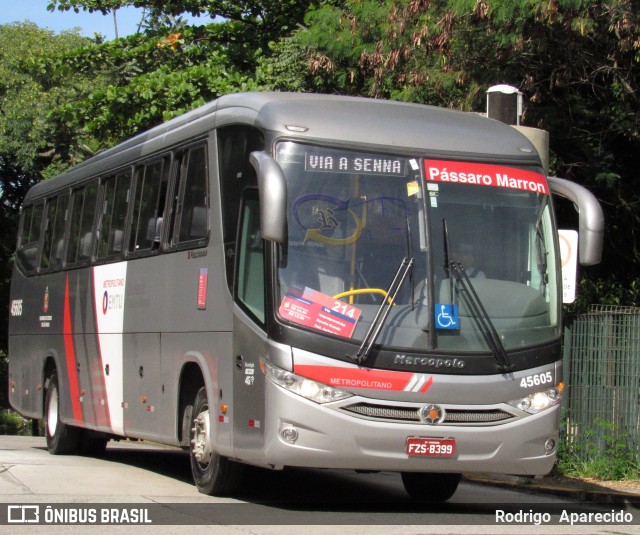 Empresa de Ônibus Pássaro Marron 45605 na cidade de São Paulo, São Paulo, Brasil, por Rodrigo  Aparecido. ID da foto: 5997662.