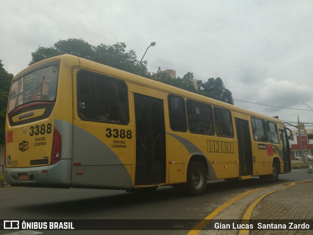 TCGL - Transportes Coletivos Grande Londrina 3388 na cidade de Londrina, Paraná, Brasil, por Gian Lucas  Santana Zardo. Número da foto: #6001976.