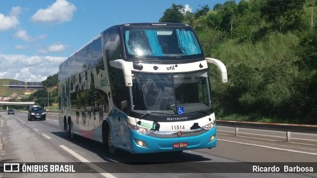 UTIL - União Transporte Interestadual de Luxo 11514 na cidade de Três Rios, Rio de Janeiro, Brasil, por Ricardo  Barbosa. Número da foto: #6010997.