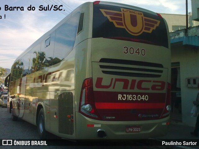 Transportes Única Petrópolis RJ 163.040 na cidade de Camboriú, Santa Catarina, Brasil, por Paulinho Sartor. ID da foto: 6024005.