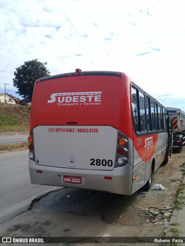 Sudeste Transporte e Turismo 2800 na cidade de Belo Horizonte, Minas Gerais, Brasil, por Rubens  Faria. ID da foto: 6025650.