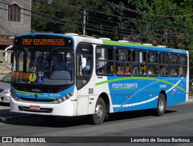 Viação Ponte Coberta RJ 190.034 na cidade de Nova Iguaçu, Rio de Janeiro, Brasil, por Leandro de Sousa Barbosa. Número da foto: #6026061.