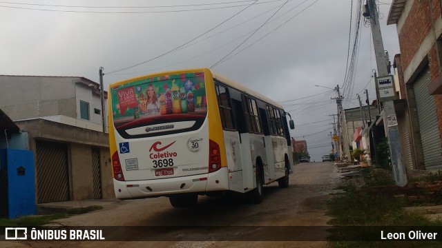 Coletivo Transportes 3698 na cidade de Caruaru, Pernambuco, Brasil, por Leon Oliver. ID da foto: 6027459.