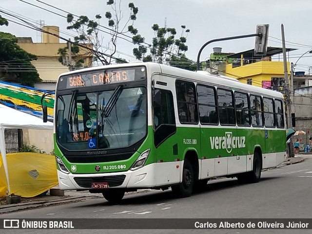 Viação Vera Cruz RJ 205.080 na cidade de Rio de Janeiro, Rio de Janeiro, Brasil, por Carlos Alberto de Oliveira Júnior. ID da foto: 5987849.