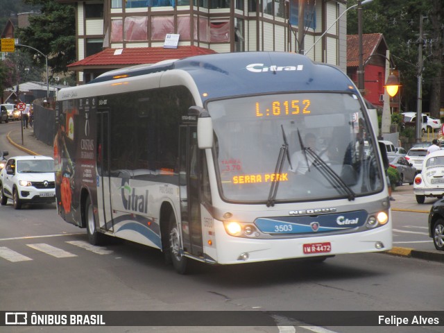 Citral Transporte e Turismo 3503 na cidade de Gramado, Rio Grande do Sul, Brasil, por Felipe Alves. Número da foto: #5989016.