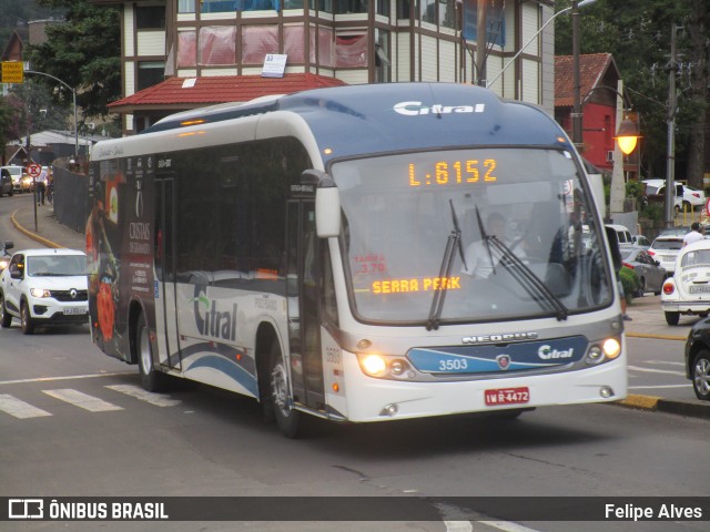 Citral Transporte e Turismo 3503 na cidade de Gramado, Rio Grande do Sul, Brasil, por Felipe Alves. ID da foto: 5989016.