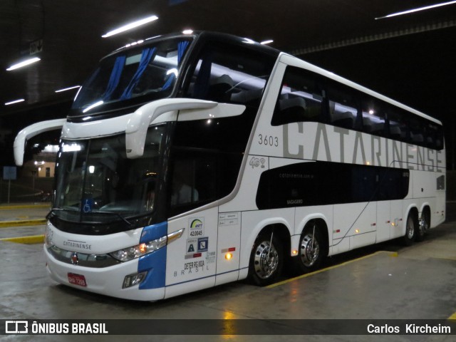 Auto Viação Catarinense 3603 na cidade de Foz do Iguaçu, Paraná, Brasil, por Carlos Kircheim. ID da foto: 6044404.