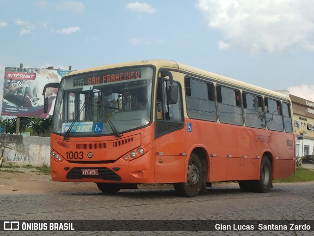 Auto Viação São José dos Pinhais 1003 na cidade de São José dos Pinhais, Paraná, Brasil, por Gian Lucas  Santana Zardo. ID da foto: 6047426.