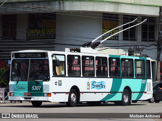 Viação Piracicabana Santos 5307 na cidade de Santos, São Paulo, Brasil, por Maílsøn Antunes. ID da foto: 6059855.