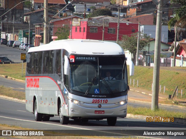 Viação Santa Cruz 205110 na cidade de Poços de Caldas, Minas Gerais, Brasil, por Alexandre  Magnus. ID da foto: 6063006.