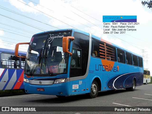 Litorânea Transportes Coletivos 5091 na cidade de São José dos Campos, São Paulo, Brasil, por Paulo Rafael Peixoto. ID da foto: 6064216.