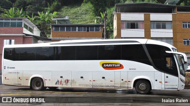 Saritur - Santa Rita Transporte Urbano e Rodoviário 8000 na cidade de Santos Dumont, Minas Gerais, Brasil, por Isaias Ralen. Número da foto: #6067241.