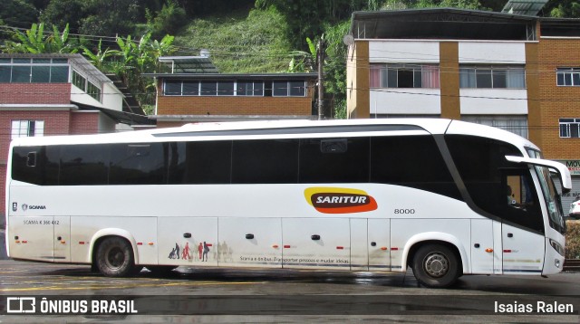 Saritur - Santa Rita Transporte Urbano e Rodoviário 8000 na cidade de Santos Dumont, Minas Gerais, Brasil, por Isaias Ralen. ID da foto: 6067241.