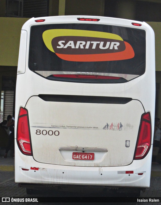 Saritur - Santa Rita Transporte Urbano e Rodoviário 8000 na cidade de Santos Dumont, Minas Gerais, Brasil, por Isaias Ralen. Número da foto: #6066067.