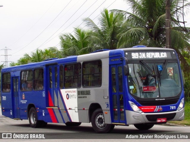 BR Mobilidade Baixada Santista 7811 na cidade de Cubatão, São Paulo, Brasil, por Adam Xavier Rodrigues Lima. Número da foto: #6068001.