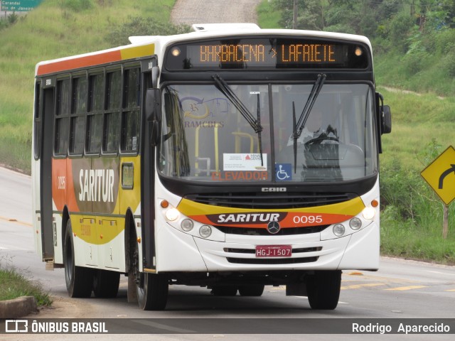 Saritur - Santa Rita Transporte Urbano e Rodoviário 0095 na cidade de Conselheiro Lafaiete, Minas Gerais, Brasil, por Rodrigo  Aparecido. ID da foto: 6069939.