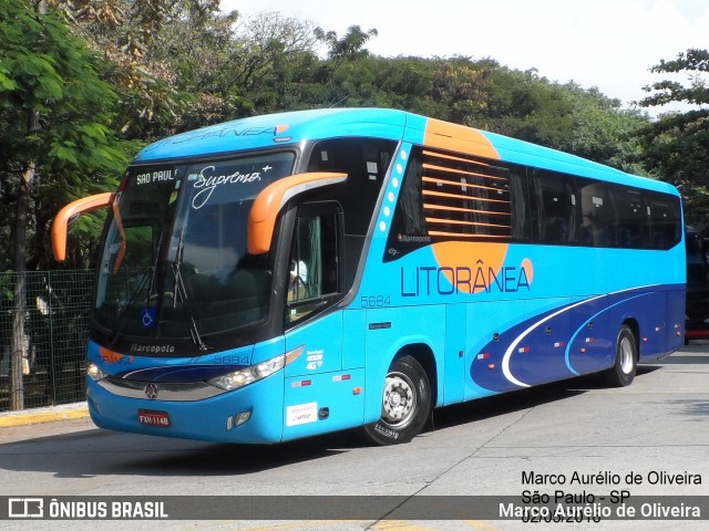 Litorânea Transportes Coletivos 5684 na cidade de São Paulo, São Paulo, Brasil, por Marco Aurélio de Oliveira. ID da foto: 6074363.