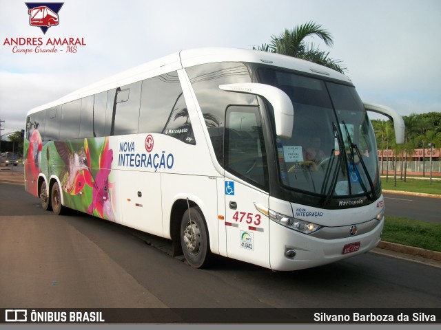 Viação Nova Integração 4753 na cidade de Campo Grande, Mato Grosso do Sul, Brasil, por Silvano Barboza da Silva. ID da foto: 6036778.