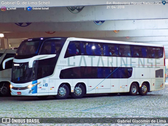 Auto Viação Catarinense 3533 na cidade de Joinville, Santa Catarina, Brasil, por Gabriel Giacomin de Lima. Número da foto: #6042433.