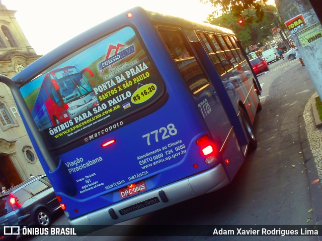 Viação Piracicabana 7728 na cidade de Santos, São Paulo, Brasil, por Adam Xavier Rodrigues Lima. Número da foto: #6096572.