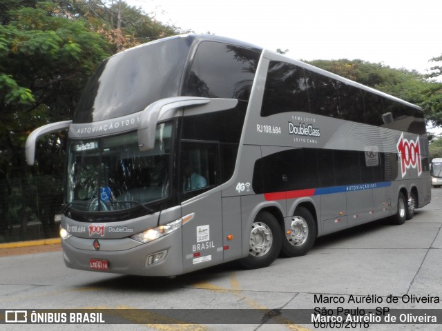 Auto Viação 1001 RJ 108.684 na cidade de São Paulo, São Paulo, Brasil, por Marco Aurélio de Oliveira. ID da foto: 6105612.