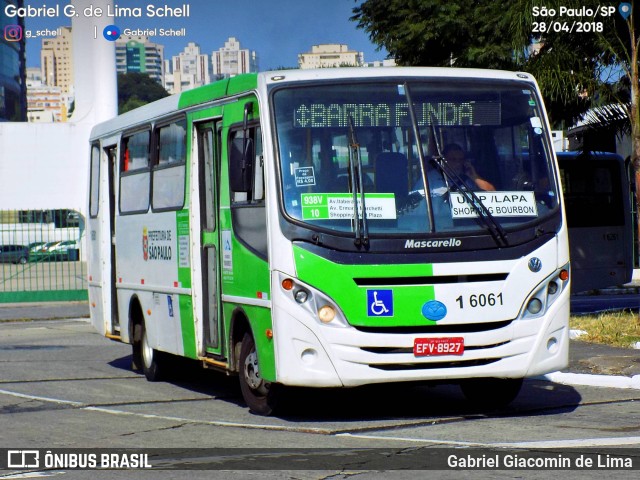 Transcooper > Norte Buss 1 6061 na cidade de São Paulo, São Paulo, Brasil, por Gabriel Giacomin de Lima. ID da foto: 6105977.