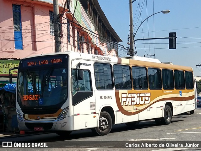 Transportes Fabio's RJ 154.075 na cidade de Rio de Janeiro, Rio de Janeiro, Brasil, por Carlos Alberto de Oliveira Júnior. ID da foto: 6105351.