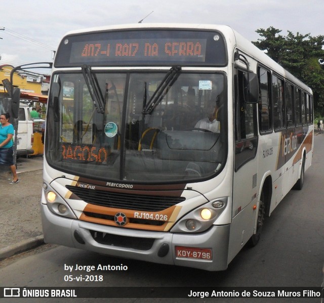 Auto Ônibus Vera Cruz RJ 104.026 na cidade de Duque de Caxias, Rio de Janeiro, Brasil, por Jorge Antonio de Souza Muros Filho. Número da foto: #6108494.