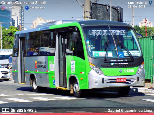 Transcooper > Norte Buss 1 6706 na cidade de São Paulo, São Paulo, Brasil, por Gabriel Giacomin de Lima. ID da foto: 6111779.