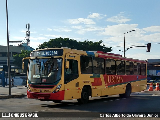 Auto Viação Jurema RJ 120.077 na cidade de Rio de Janeiro, Rio de Janeiro, Brasil, por Carlos Alberto de Oliveira Júnior. ID da foto: 6124147.