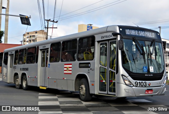 BluMob - Concessionária de Transporte Urbano de Blumenau 9103 na cidade de Blumenau, Santa Catarina, Brasil, por João Silva. ID da foto: 6126973.