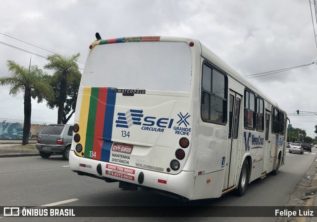 Expresso Vera Cruz 134 na cidade de Recife, Pernambuco, Brasil, por Felipe Luiz. Número da foto: #6085633.