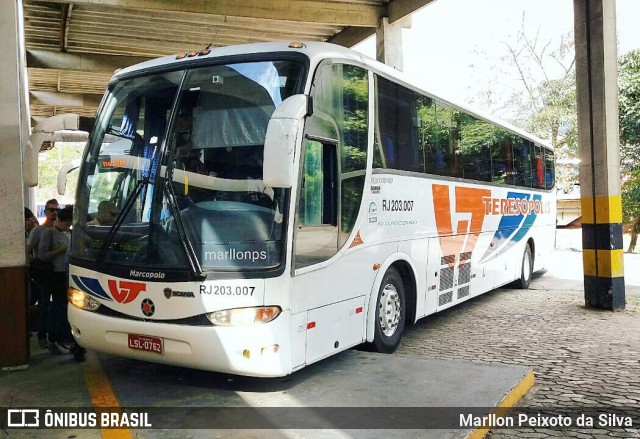 Viação Teresópolis RJ 203.007 na cidade de Teresópolis, Rio de Janeiro, Brasil, por Marllon Peixoto da Silva. ID da foto: 6090285.