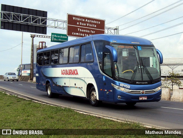 Viação Águia Branca 18450 na cidade de Vitória, Espírito Santo, Brasil, por Matheus Mendes. ID da foto: 6092391.