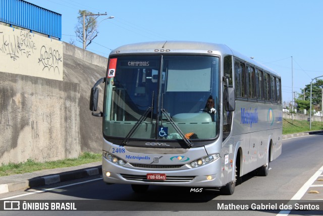 Expresso Metrópolis Transportes e Viagens 2408 na cidade de Campinas, São Paulo, Brasil, por Matheus Gabriel dos Santos. ID da foto: 6158548.