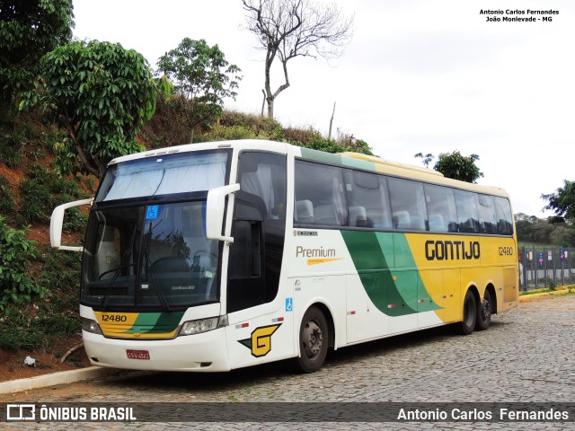 Empresa Gontijo de Transportes 12480 na cidade de João Monlevade, Minas Gerais, Brasil, por Antonio Carlos Fernandes. ID da foto: 6159686.